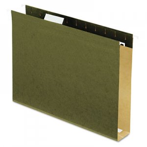 Pendaflex 4152X2 Reinforced 2" Extra Capacity Hanging Folders, 1/5 Tab, Letter, Green, 25/Box PFX4152X2