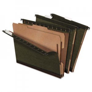 Pendaflex 59254 SureHook Reinforced Hanging Folder, 2 Dividers, Letter, Standard Green, 10/Box PFX59254