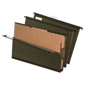 Pendaflex 59354 SureHook Reinforced Hanging Folder, 2 Divider, Legal, Standard Green, 10/Box PFX59354