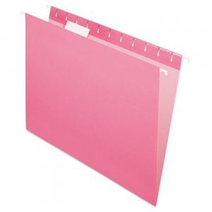 Pendaflex 81609 Essentials Colored Hanging Folders, 1/5 Tab, Letter, Pink, 25/Box PFX81609