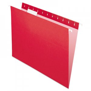 Pendaflex 81608 Essentials Colored Hanging Folders, 1/5 Tab, Letter, Red, 25/Box PFX81608