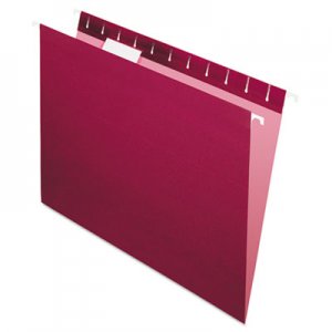 Pendaflex 81613 Essentials Colored Hanging Folders, 1/5 Tab, Letter, Burgundy, 25/Box PFX81613