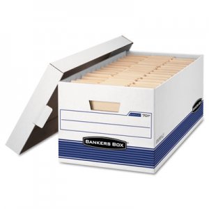 Bankers Box 00701 STOR/FILE Storage Box, Letter, Lift Lid , 12 x 24 x 10, White/Blue, 12/Carton FEL00701