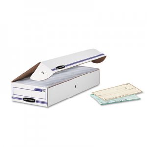 Bankers Box 00706 STOR/FILE Storage Box, Check, Flip-Top Lid, White/Blue, 12/Carton FEL00706