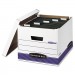 Bankers Box 00785 HANG'N'STOR Storage Box, Legal/Letter, Lift-off Lid, White/Blue, 4/Carton FEL00785