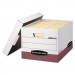 Bankers Box 07242 R-KIVE Max Storage Box, Letter/Legal, Locking Lid, White/Red 12/Carton FEL07242