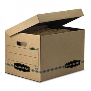 Bankers Box 12772 STOR/FILE Storage Box, Letter/Legal, Attached Lid, Kraft/Green, 12/Carton FEL12772