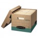 Bankers Box 12775 R-KIVE Storage Box, Letter/Legal, Locking Lift-off Lid, Kraft/Green, 12/Carton FEL12775