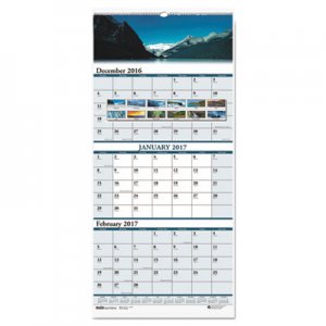 House of Doolittle 3638 Recycled Scenic Landscapes Three-Months/Page Wall Calendar, 12.25x26, 2016-2018 HOD3638