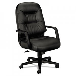 HON 2091SR11T 2090 Pillow-Soft Series Executive Leather High-Back Swivel/Tilt Chair, Black HON2091SR11T