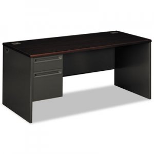 HON 38292LNS 38000 Series Left Pedestal Desk, 66w x 30d x 29-1/2h, Mahogany/Charcoal HON38292LNS