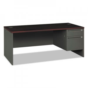 HON 38293RNS 38000 Series Right Pedestal Desk, 72w x 36d x 29-1/2h, Mahogany/Charcoal HON38293RNS