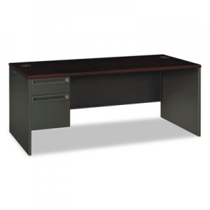 HON 38294LNS 38000 Series Left Pedestal Desk, 72w x 36d x 29-1/2h, Mahogany/Charcoal HON38294LNS