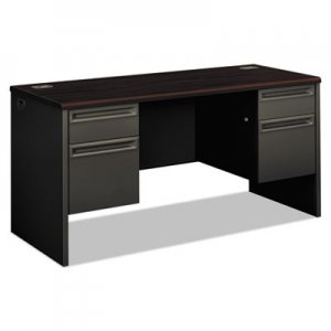 HON 38852NS 38000 Series Kneespace Credenza, 60w x 24d x 29-1/2h, Mahogany/Charcoal HON38852NS