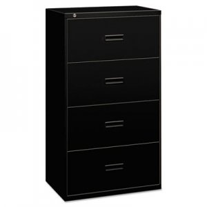 basyx 434LP 400 Series Four-Drawer Lateral File, 30w x 19-1/4d x 53-1/4h, Black BSX434LP