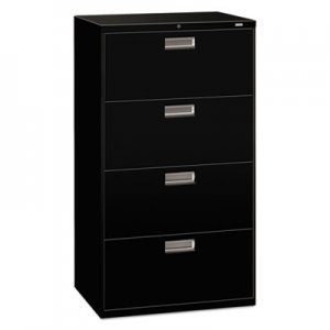 HON 674LP 600 Series Four-Drawer Lateral File, 30w x 19-1/4d, Black HON674LP