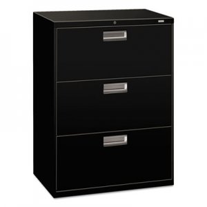 HON 673LP 600 Series Three-Drawer Lateral File, 30w x 19-1/4d, Black HON673LP