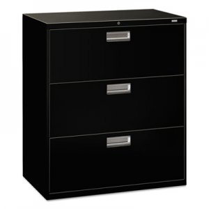 HON 683LP 600 Series Three-Drawer Lateral File, 36w x 19-1/4d, Black HON683LP