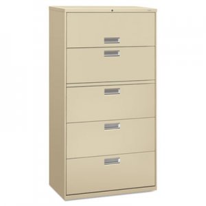 HON 685LL 600 Series Five-Drawer Lateral File, 36w x 19-1/4d, Putty HON685LL