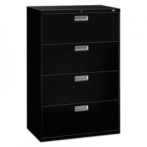 HON 684LP 600 Series Four-Drawer Lateral File, 36w x 19-1/4d, Black HON684LP