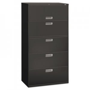 HON 685LS 600 Series Five-Drawer Lateral File, 36w x 19-1/4d, Charcoal HON685LS