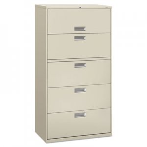 HON 685LQ 600 Series Five-Drawer Lateral File, 36w x 19-1/4d, Light Gray HON685LQ