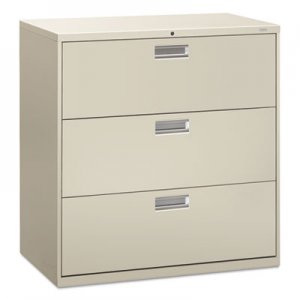 HON 693LQ 600 Series Three-Drawer Lateral File, 42w x 19-1/4d, Light Gray HON693LQ