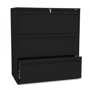 HON 783LP 700 Series Three-Drawer Lateral File, 36w x 19-1/4d, Black HON783LP