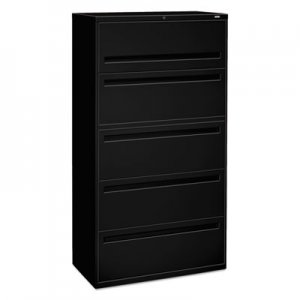 HON 785LP 700 Series Five-Drawer Lateral File w/Roll-Out & Posting Shelf, 36w, Black HON785LP