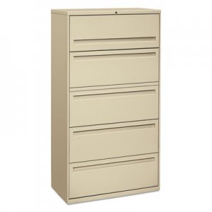 HON 785LL 700 Series Five-Drawer Lateral File w/Roll-Out & Posting Shelf, 36w, Putty HON785LL