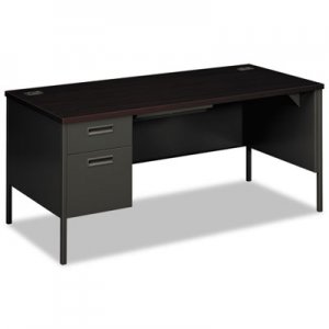 HON P3266LNS Metro Classic Left Pedestal Desk, 66w x 30d, Mahogany/Charcoal HONP3266LNS