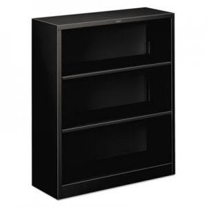 HON S42ABCP Metal Bookcase, Three-Shelf, 34-1/2w x 12-5/8d x 41h, Black HONS42ABCP