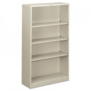 HON S60ABCQ Metal Bookcase, Four-Shelf, 34-1/2w x 12-5/8d x 59h, Light Gray HONS60ABCQ