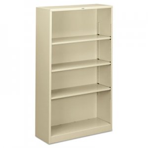 HON S60ABCL Metal Bookcase, Four-Shelf, 34-1/2w x 12-5/8d x 59h, Putty HONS60ABCL