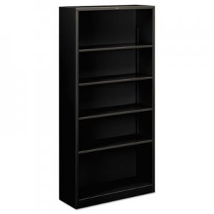 HON S72ABCP Metal Bookcase, Five-Shelf, 34-1/2w x 12-5/8w x 71h, Black HONS72ABCP