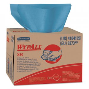 WypAll 41041 X80 Wipers, Brag Box, HYDROKNIT, 12 1/2 x 16 4/5, 160 Wipers/Carton KCC41041