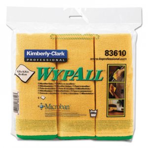 WypAll 83610 Cloths w/Microban, Microfiber, 15 3/4 x 15 3/4, Yellow, 6/Pack KCC83610