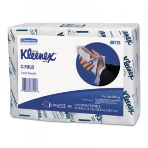 Kleenex 88115 C-Fold Paper Towels, 10 1/8 x 13 3/20, White, 150/Pack, 16/Carton KCC88115