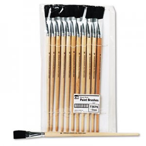 Charles Leonard 73575 Long Handle Easel Brush, Size 18, Natural Bristle, Flat, 12/Pack LEO73575