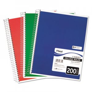 Mead 06780 Spiral Bound Notebook, Perforated, College Rule, 8 1/2 x 11, White, 200 Sheets MEA06780