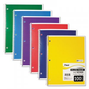 Mead 06622 Spiral Bound Notebook, Perforated, College Rule, 8 1/2 x 11, White, 100 Sheets MEA06622