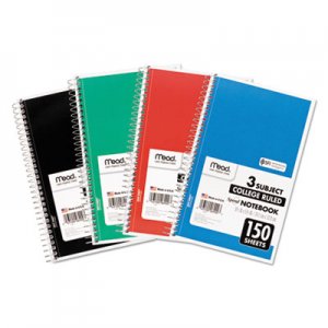 Mead 06900 Spiral Bound Notebook, Perforated, College Rule, 6 x 9 1/2, White, 150 Sheets MEA06900