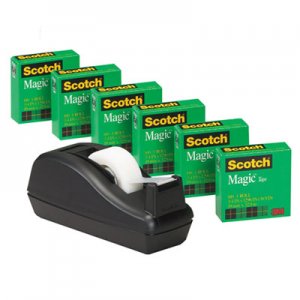 Scotch 810C40BK Scotch Magic Tape, 3/4" x 1000", 1" Core, Black, 6/Pack MMM810C40BK