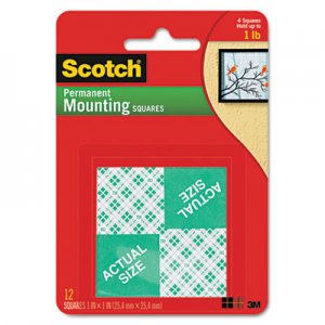 Scotch 111P Precut Foam Mounting 1 Squares, Double-Sided, Permanent 16/Pack MMM111P
