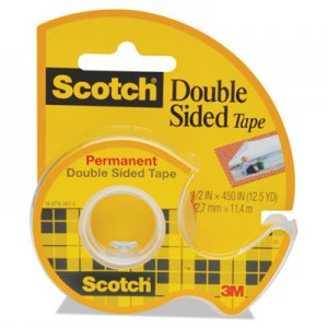 Scotch 137 665 Double-Sided Permanent Tape w/Hand Dispenser, 1/2" x 450 MMM137