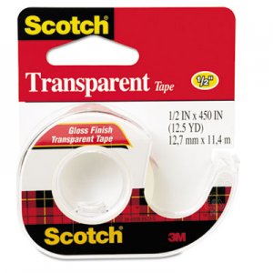 Scotch 144 Transparent Tape in Hand Dispenser, 1/2" x 450", Clear MMM144