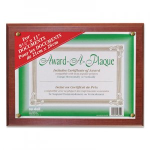 NuDell 18813M Award-A-Plaque Document Holder, Acrylic/Plastic, 10-1/2 x 13, Mahogany NUD18813M