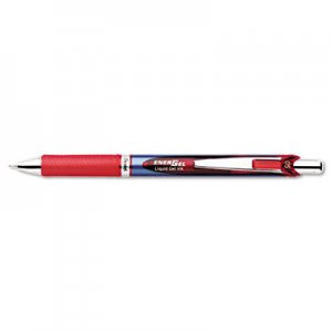 Pentel PENBLN75B EnerGel RTX Retractable Liquid Gel Pen, .5mm, Silver/Red Barrel, Red Ink BLN75-B