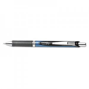 Pentel PENBLN75A EnerGel RTX Retractable Liquid Gel Pen, .5mm, Silver/Black Barrel, Black Ink BLN75-A