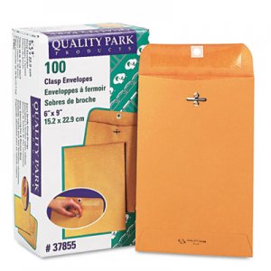 Quality Park 37855 Clasp Envelope, 6 x 9, 28lb, Brown Kraft, 100/Box QUA37855